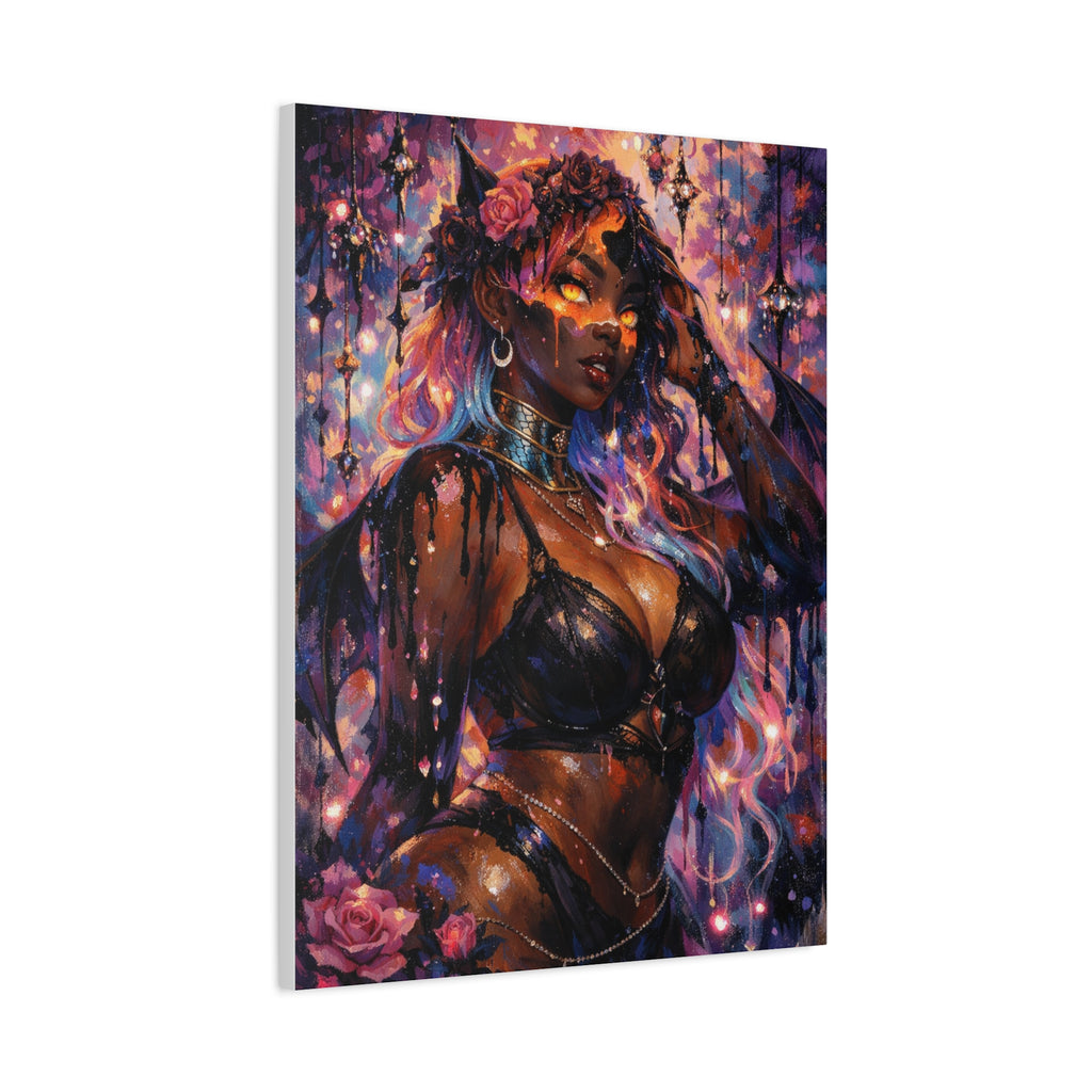 Dark Anime Demon Matte Canvas Print — Vibrant Fantasy Art (Stretched 1.25")