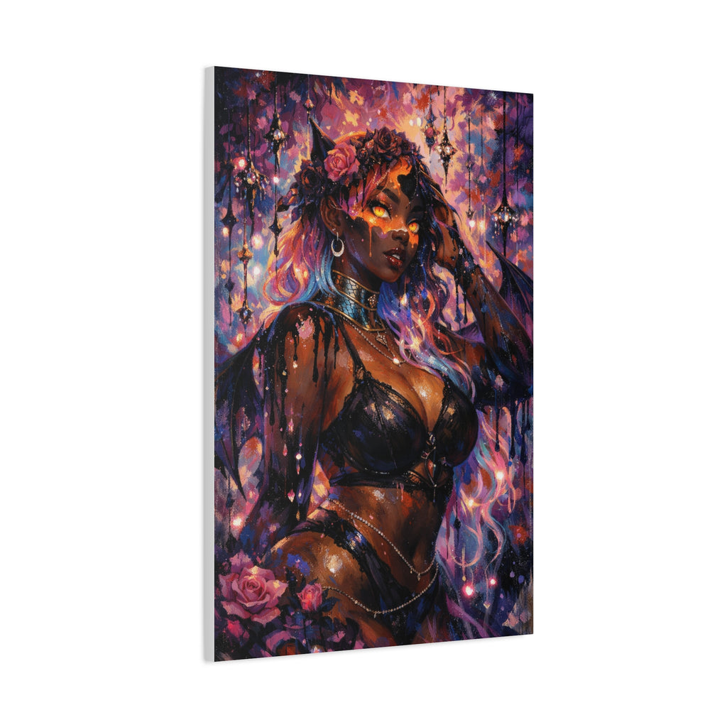 Dark Anime Demon Matte Canvas Print — Vibrant Fantasy Art (Stretched 1.25")