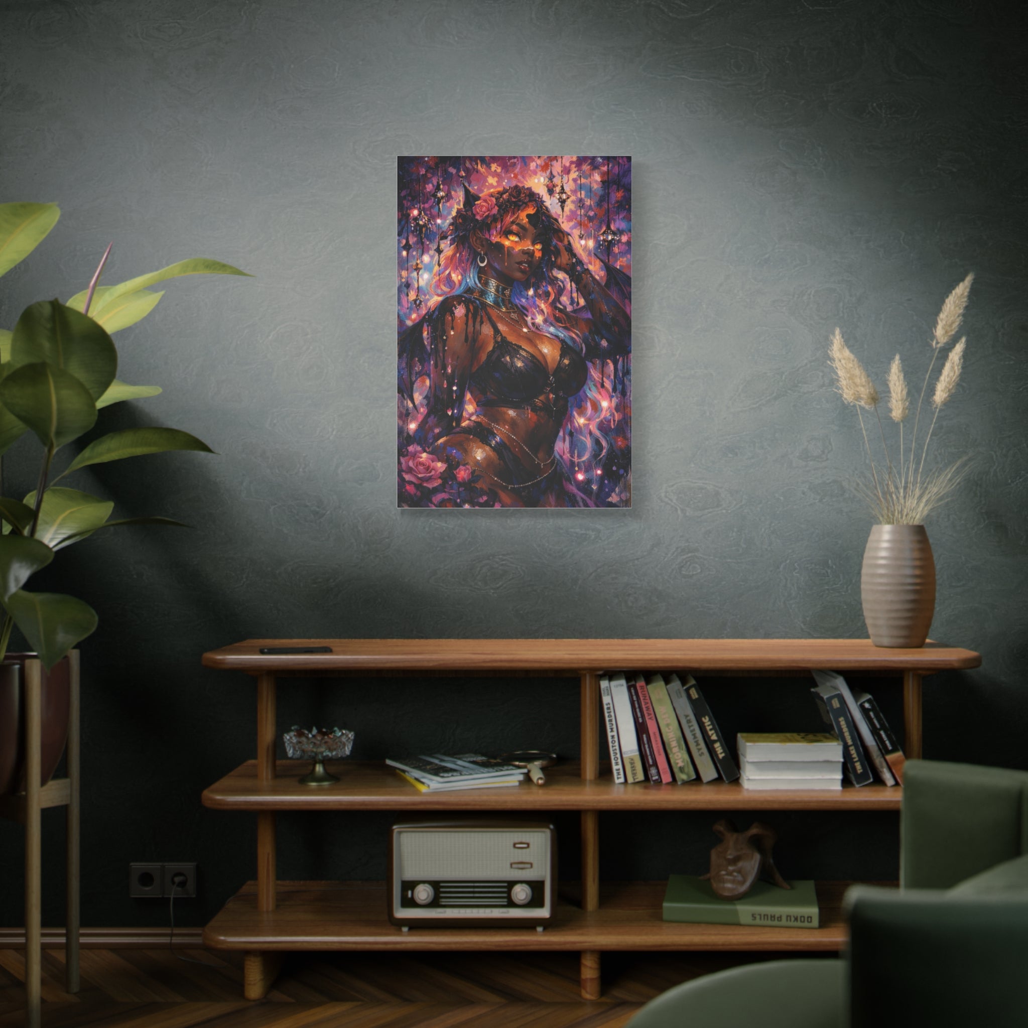 Dark Anime Demon Matte Canvas Print — Vibrant Fantasy Art (Stretched 1.25")