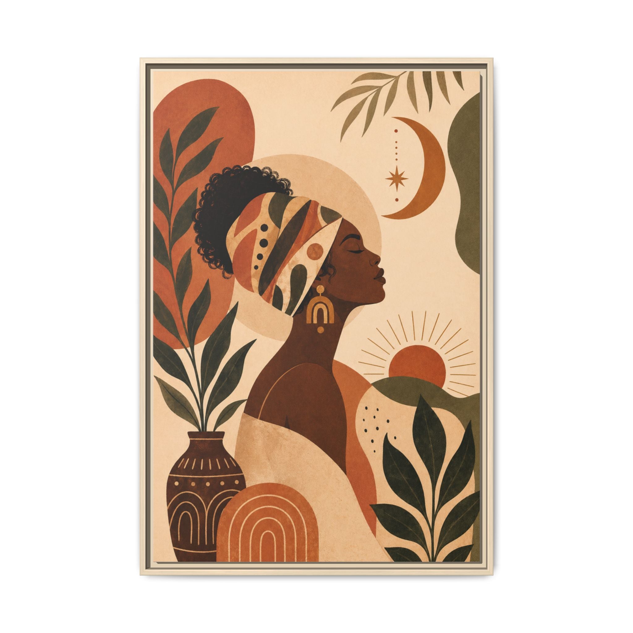 Gerahmte afrozentrische Leinwand – Boho-Kunst