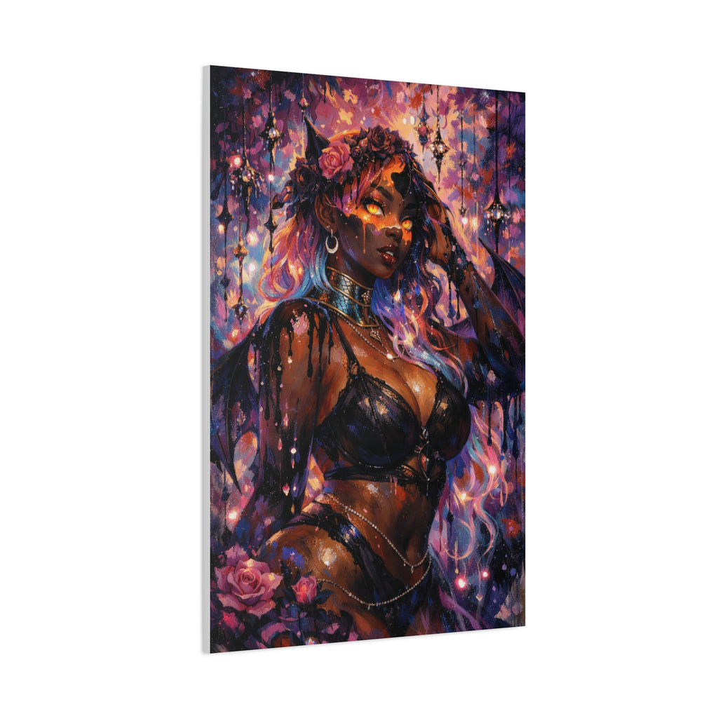 Dark Anime Demon Matte Canvas Print — Vibrant Fantasy Art (Stretched 1.25")