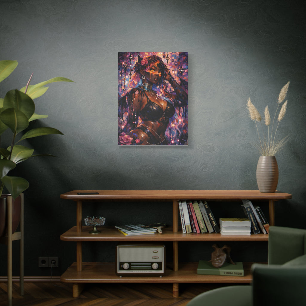 Dark Anime Demon Matte Canvas Print — Vibrant Fantasy Art (Stretched 1.25")