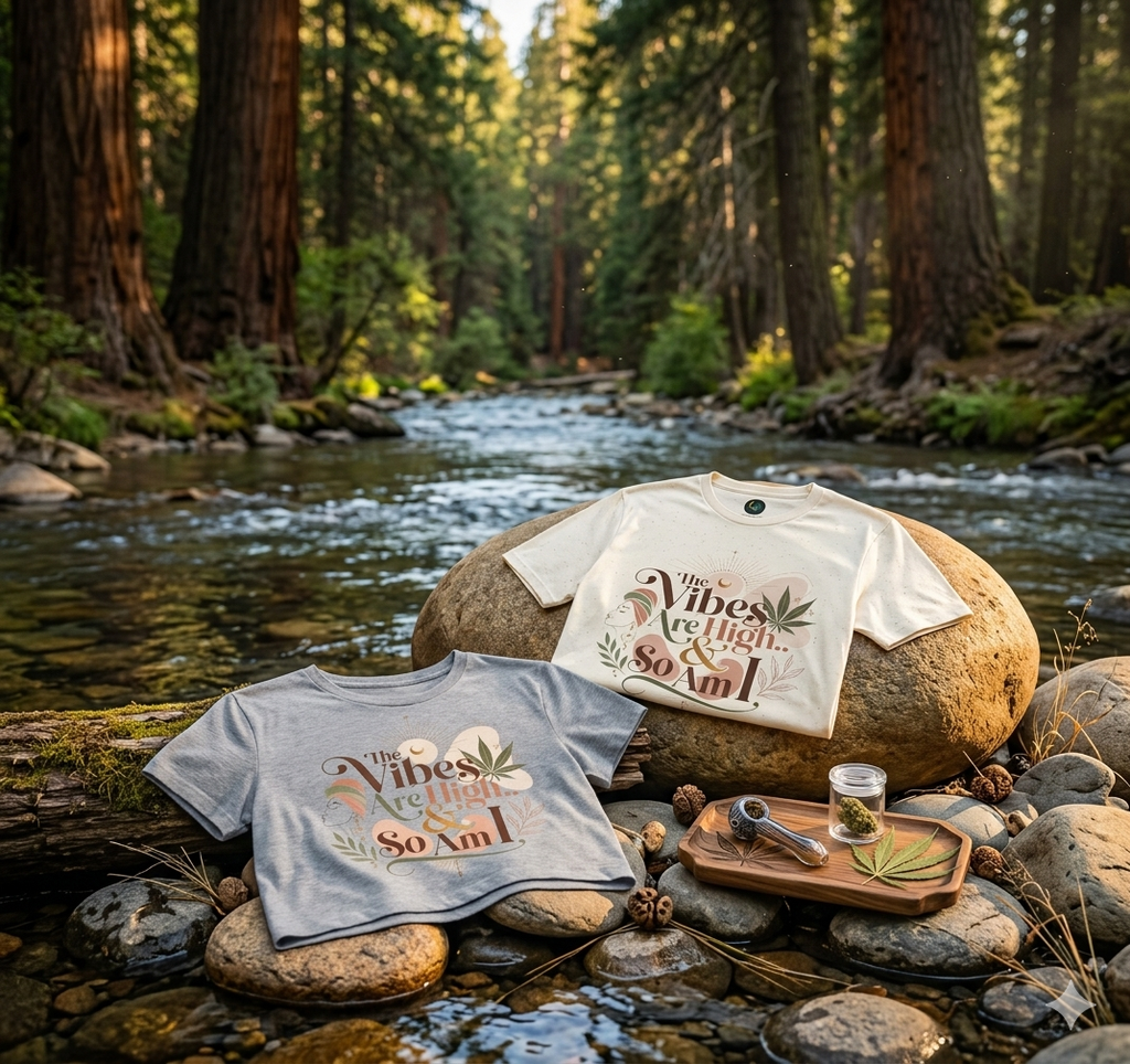 "The Vibes Are High & So Am I" Boho Graphic Tee