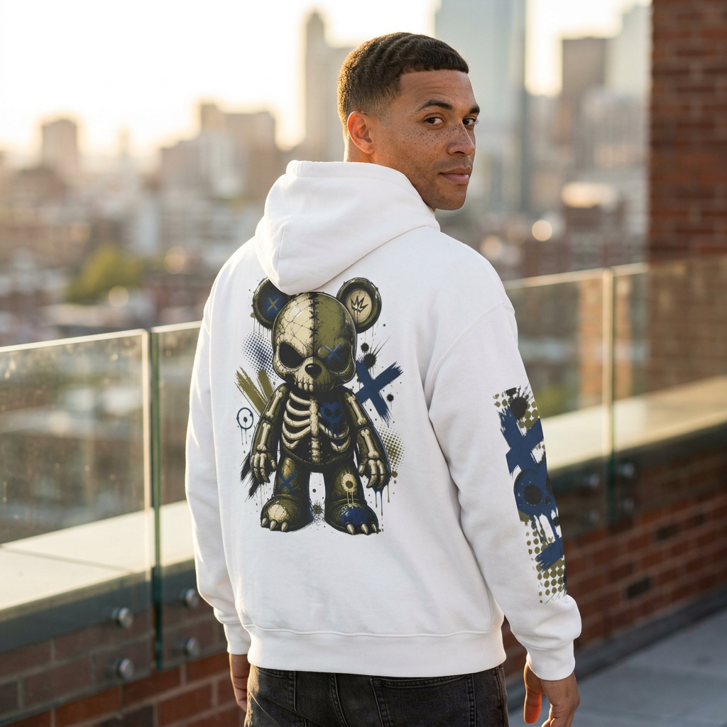 Skeleton Bear Graphic Hoodie