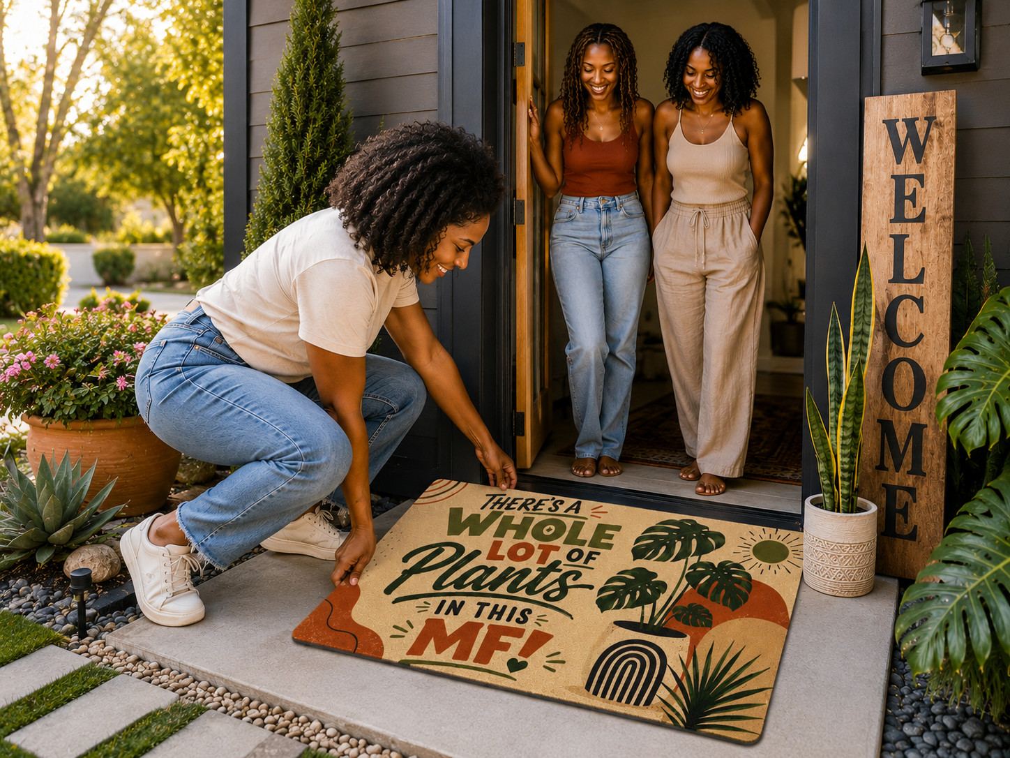 "There's a Whole Lot of Plants in This MF!" Plant Lover Welcome Mat