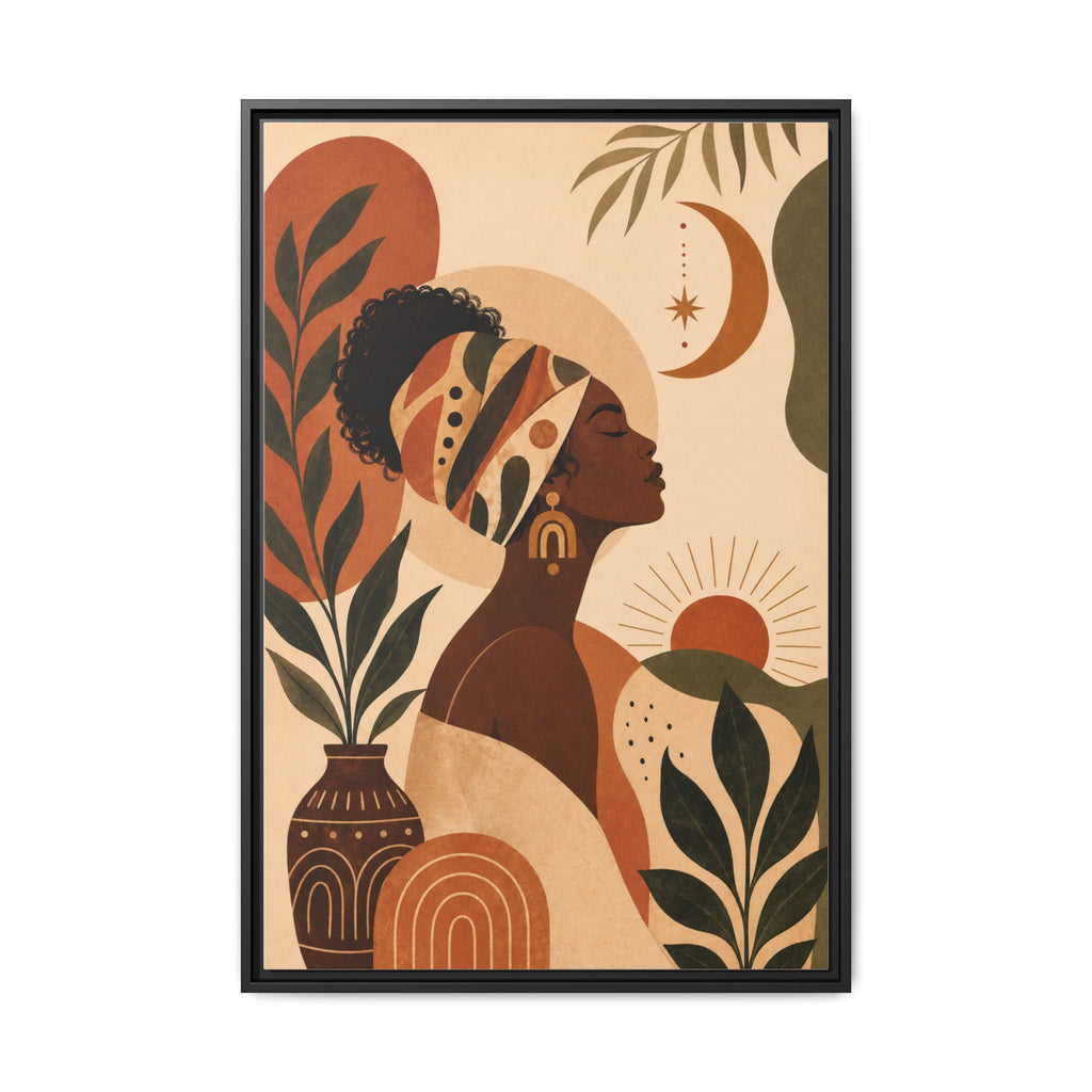 Gerahmte afrozentrische Leinwand – Boho-Kunst