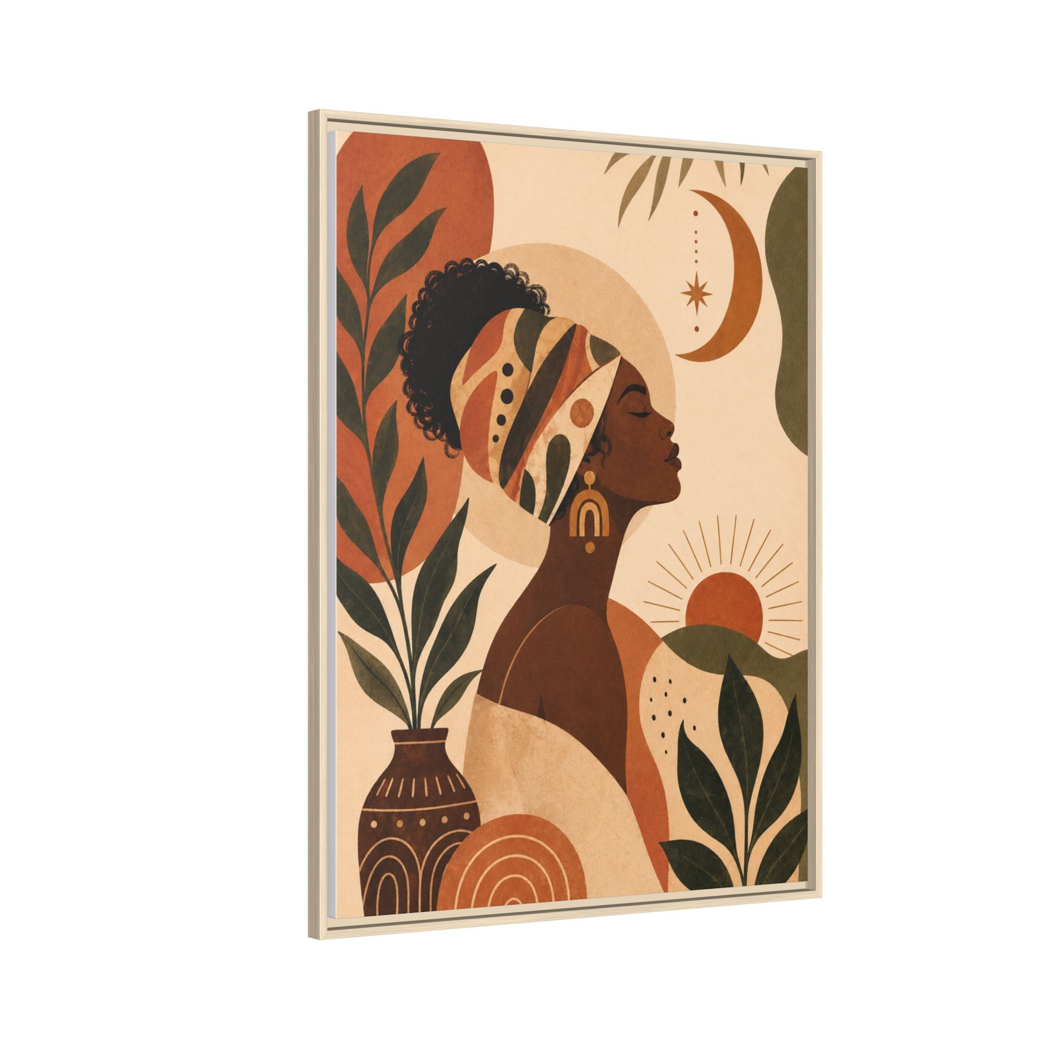 Gerahmte afrozentrische Leinwand – Boho-Kunst