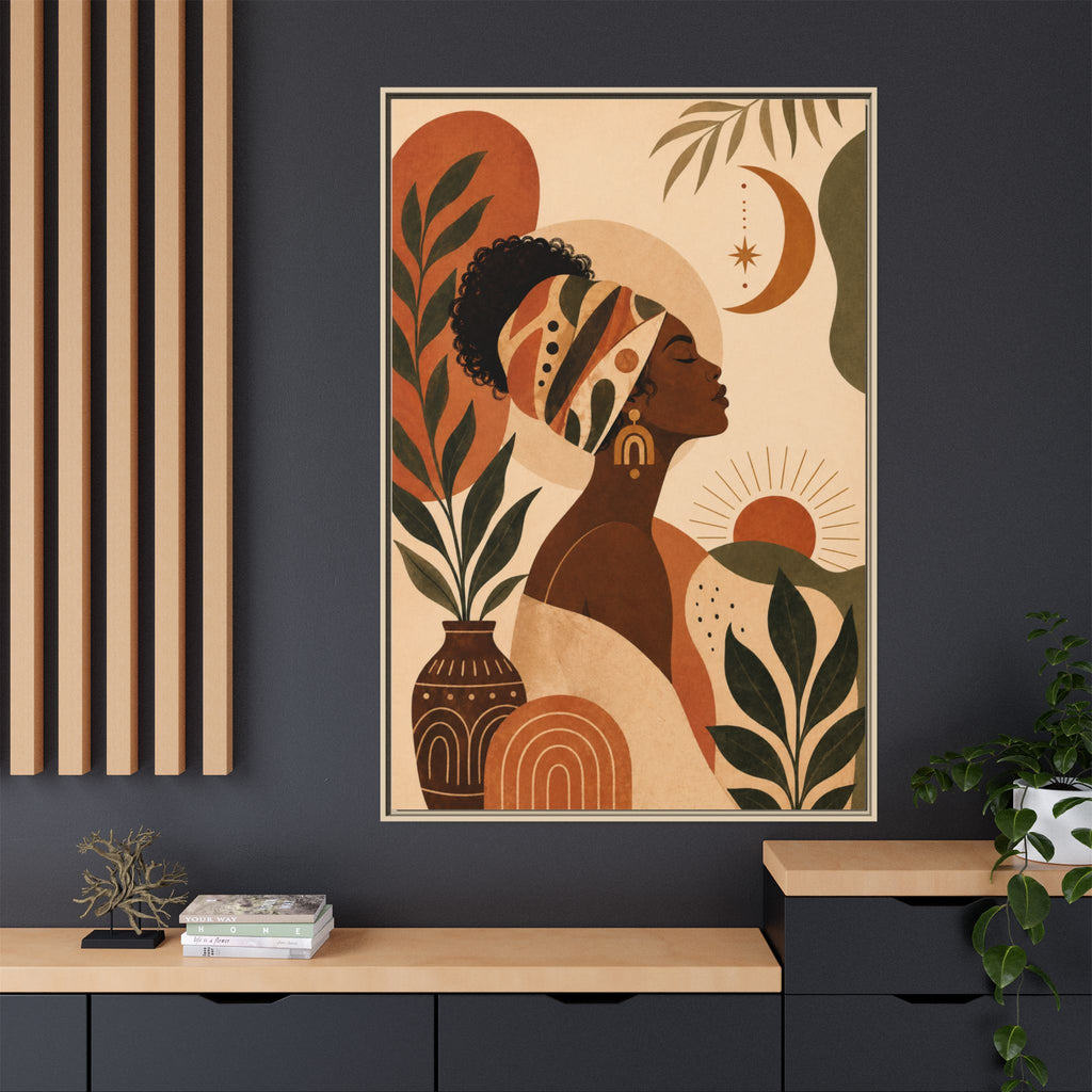 Gerahmte afrozentrische Leinwand – Boho-Kunst
